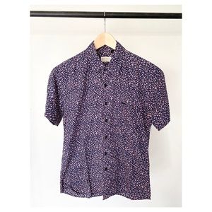 Kovalum floral short sleeve button down shirt navy
